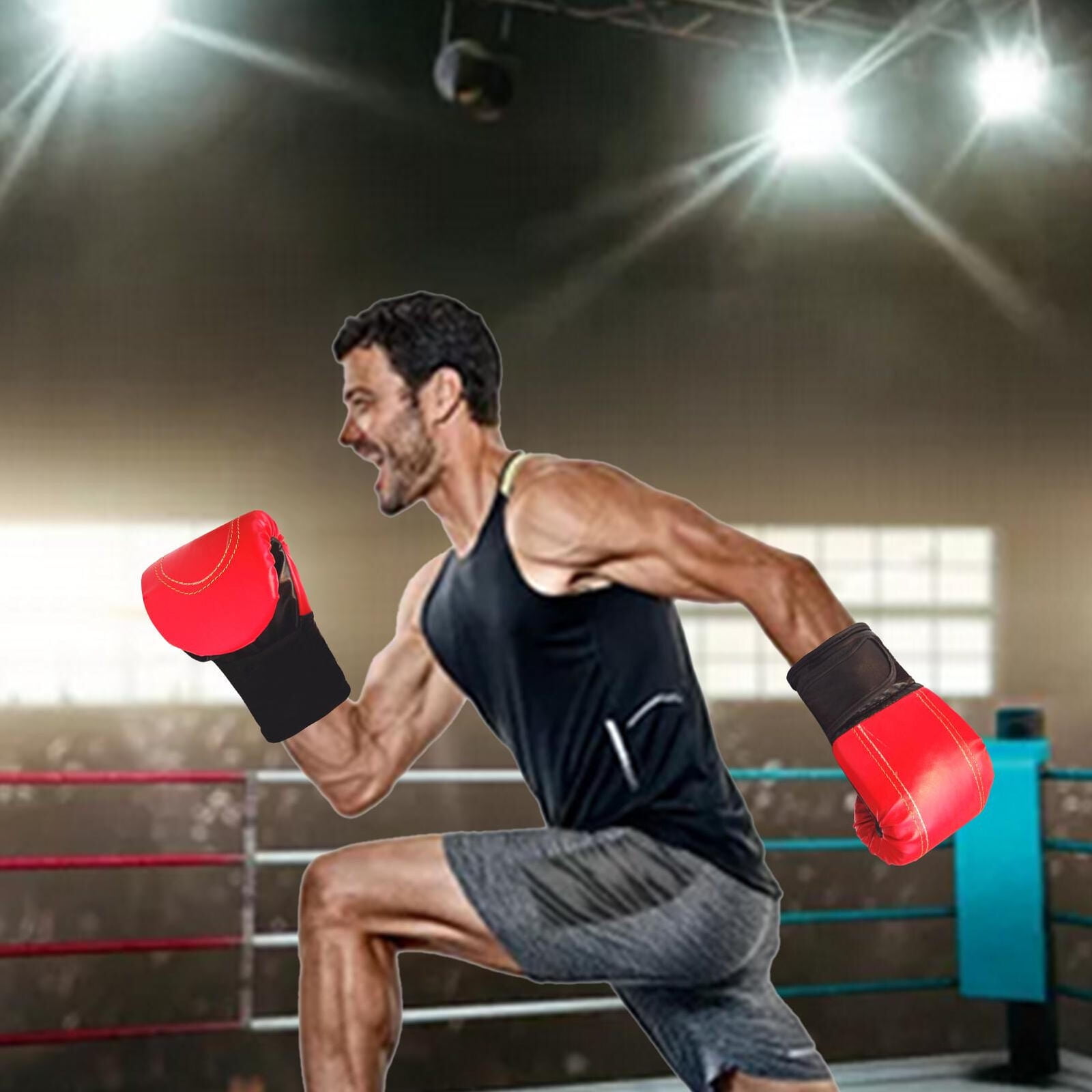 PU Leather Boxing Gloves For Adults MMA Sparring Punch Bag Training Gloves Red