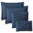 thumbnail image 3 of Clara Clark Home Quilt Set Bedspread - Ultra Soft Microfiber Embossed Grid Weave Pinsonic Lightweight - Quilted Comforter 5 Piece Bedding Set - 2 Pillow Shams, 2 Euro Shams - Twin, Navy Blue, 3 of 4
