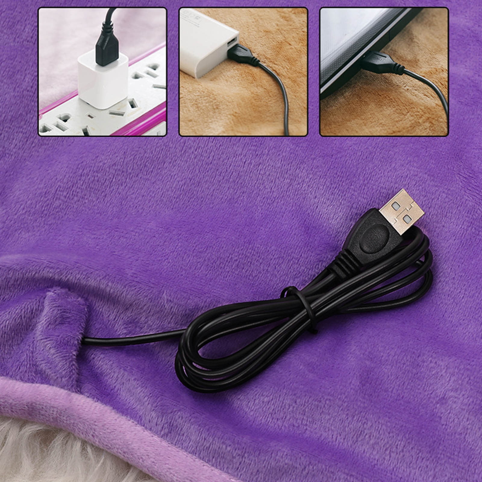 LACKUST Throw Heated Blanket Electric,31x24in Cycle Heat Heated Throw Blanket Electric as Office Lunch Break Hand Warmer Knee Blanket Purple Electric blanket,5V