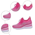 thumbnail image 6 of EKVAHL Women's Mesh Rhinestone Breathable Wedge Sneakers Lightweight Casual Lace up Elastic Sock Sneakers Bling Sparkly Wedding Dressy Knitted Tennis Walking Shoes Hot Pink, 6 of 6