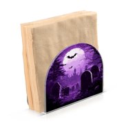 WOBOGO Purple Full Moon Clear Acrylic Napkin Holder Kitchen Tissue Face Towel Cocktail Rack Bar Restaurant Dinner Paper Dispenser
