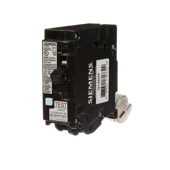 Disyuntor SIEMENS Q120DF 20A Afci/Gfci de doble función