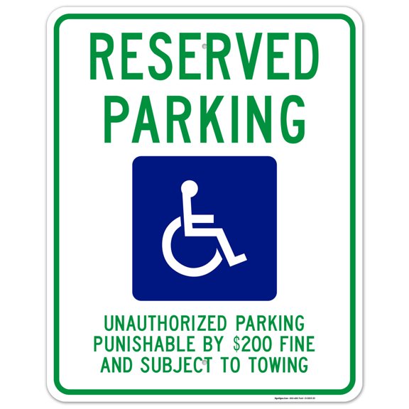 Tennessee Handicap Parking Sign, Reserved Parking, 24x30 Aluminum
