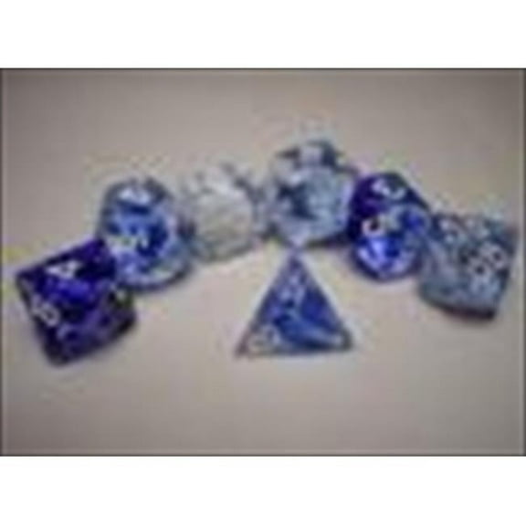 27466 Nebula Dark Blue White Numbers Dice Set Of 7
