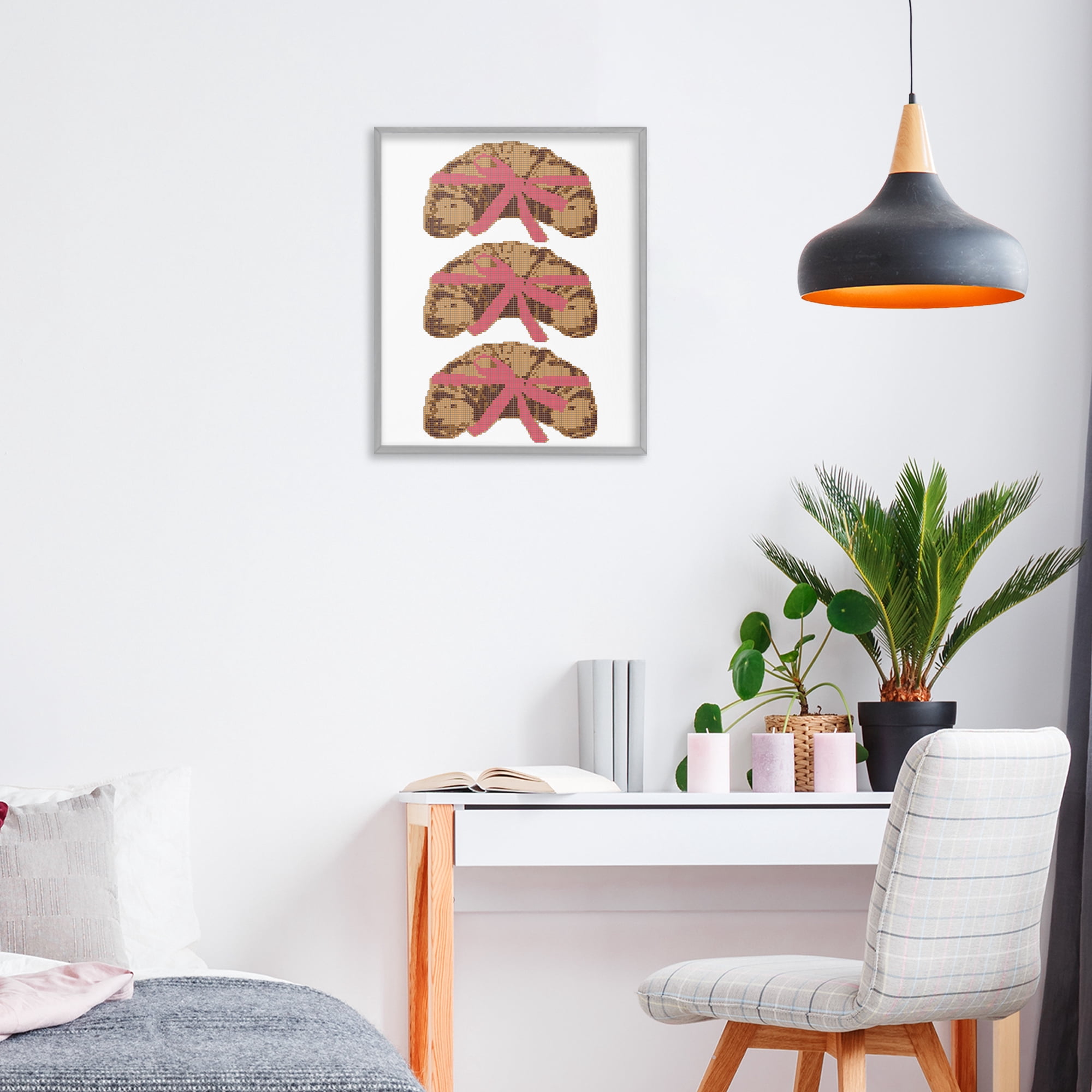 Stupell Industries Trio of Ribbon Croissants Gray Framed Giclee Art, design by Lil' Rue