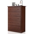 thumbnail image 1 of Gymax 5 Tiroirs Commode Coffre Unité de Stockage avec Lisse Glissière Marron, 1 of 10