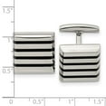 thumbnail image 2 of Stainless Steel Polished Black Rubber Square Cuff Links 17.5mm Wide Cuff Link for Men, 2 of 2