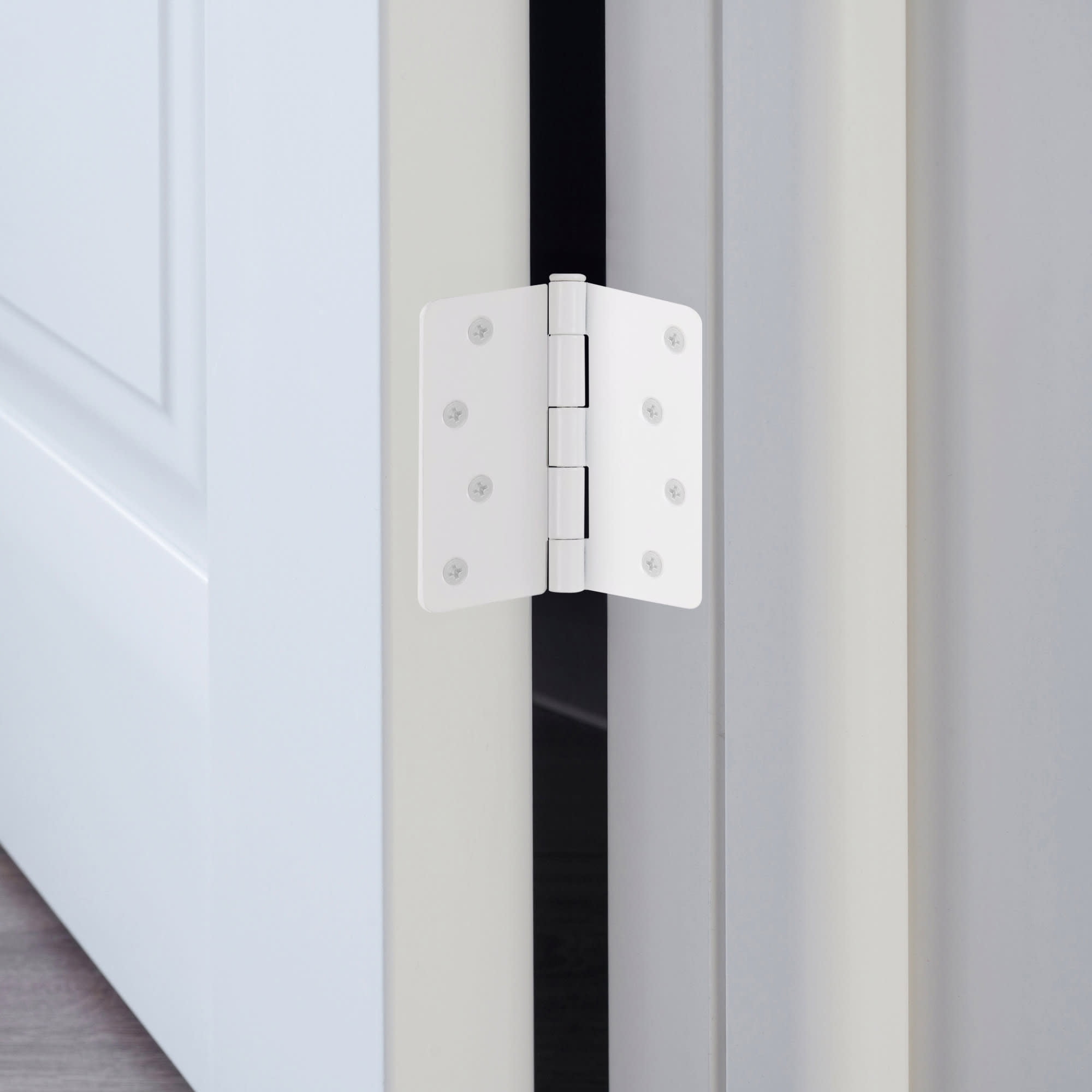 White Steel Plain Bearing Door Hinge with Removable Pin, 4 x 4 in. 1/4 in. Radius, 3-Pack