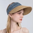 thumbnail image 2 of SkyAuks Wide Brim UV Sun Visor Hats for Women with Hat Clip, Foldable Ponytail Cap, Blue, 2 of 8