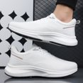 thumbnail image 5 of Men's All-White Breathable Knit Running Sneakers, 5 of 5