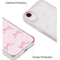thumbnail image 3 of Compatible with iPhone XR Bow Phone Case, Cute Clear Pink Ribbon Bowknot Pattern Aesthetic Soft TPU Transparent Cases Full Camera Protective Phone Cover for Women Girly - Pink, 3 of 8