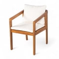 thumbnail image 3 of Christopher Knight Home Outdoor Armchair with Cushion, Solid Wood Frame, Natural+Beige, Set of 2, 3 of 13
