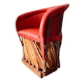 thumbnail image 3 of Silla Equipal Tradicional Rustico 100% Piel Color Rojo, 3 of 6
