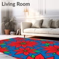 thumbnail image 2 of ODIKA 2'x3' Machine Washable Non-Slip Area Rug, Poinsettia Bloom Doormat Flower Holiday Botanical Entry High Traffic Rug, Red, 642072, 2 of 7