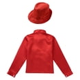 thumbnail image 4 of TiaoBug Kids Boys Shiny Sequins Long Sleeve Shirt Jazz Latin Street Dance Disco Party Top with Hat Red 11-12, 4 of 7