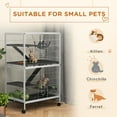 thumbnail image 3 of PawHut Rolling Small Animal Cage Pet for Rabbits, Chinchillas, Ferret with Wheels, Hammock, 5 Platforms and Removable Tray, White, 3 of 9