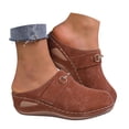 thumbnail image 3 of Women's Wide Width Wedge Sandals Slip On Backless Clogs Platform Non Slip Work Shoes Lightweight Dress Mules Brown Size9, 3 of 9