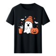 thumbnail image 7 of Frostluinai Halloween Shirts for Ladies Spooky Ghosts Pumpkin Casual Graphic Tees Short Sleeve Crewneck Lightweight Holiday Party T Shirts S-3XL, 7 of 7