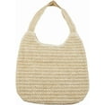 thumbnail image 1 of Bolso bohemio de paja tejida para mujer, bandolera, bolso tote rectangular, tejido natural peruano con interior de poliéster., 1 of 6