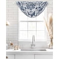 thumbnail image 4 of Waterfall Valances for Windows, Blue Floral Kitchen Sheer Valance Curtains, Ethnic Boho Botanical Geometric Art Rod Pocket Elegant Swag Valances for Living Room Bedroom, 47.2"x38.5", 3 Panel, 4 of 8