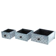 Napco 8.75 Checkered Square Indoor Drawer Planters 3pc - Blue/White