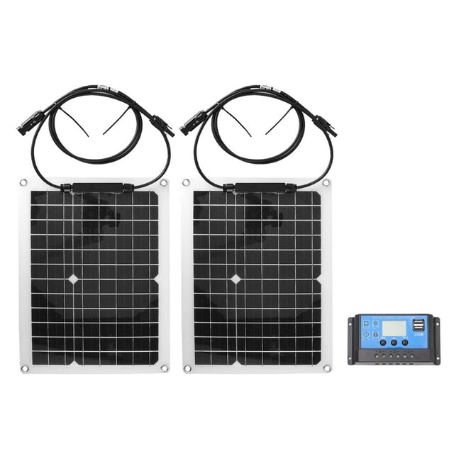 Kit De Panel Solar De 2 Uds, Panel De Carga Solar De Silicio Monocristalino De 50 W Con Controlador De 10 A Para Coche, Yate, RV