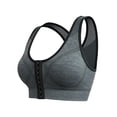 thumbnail image 3 of YWMJI Women's Sports Bra Front Closure No Underwire Bra Soft Wireless Push Up Bra Soft Seamless Supportive Sports Bra Front Closure Tank Bras Comfy Everyday Bras Yoga Running Gym Shape Brs Black L, 3 of 5
