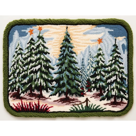 Green Latch Hook Rectangle Rug Kits for Adults Needle Crochet Yarn Embroidery Carpet Hook and Latch Kit Floor Mat Tapestry Christmas Home Decoration 52x38cm