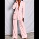 thumbnail image 4 of Trajes de Pantalón para Mujer, Elegantes, de 2 Piezas, Informales, de Negocios, con Solapa, Larga, Blazer Abierto, Conjunto de Traje. Rosa S, 4 of 9
