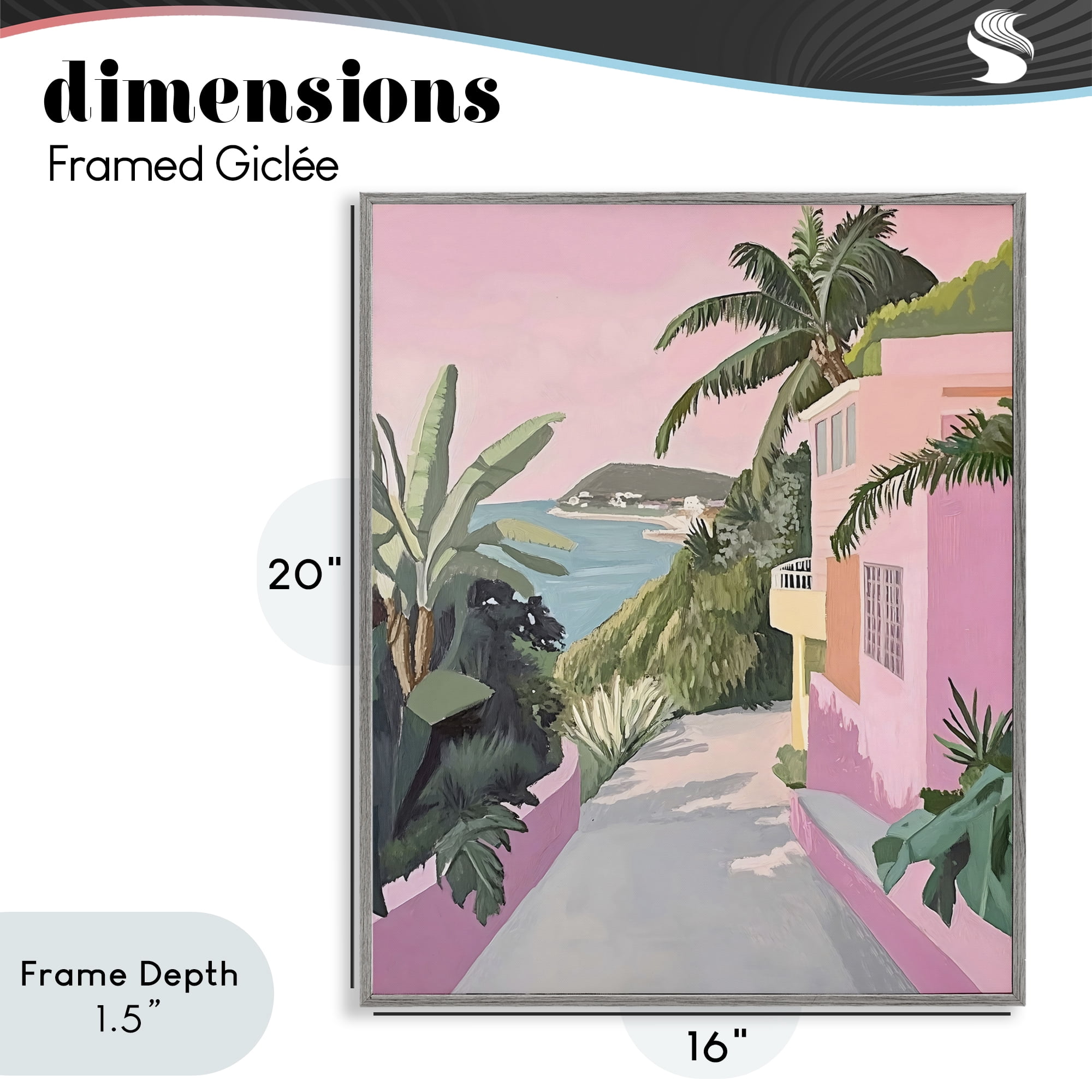Stupell Industries Mediterranean Pink Coastal House Gray Framed Giclee Art, design by The Prints Vibe
