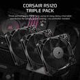 thumbnail image 3 of CORSAIR RS120 PWM 120mm Fans Triple Pack – Simplified Control – Daisy-Chain 4-Pin PWM Connection - Concentrated AirGuide Cooling - Magnetic Dome Bearing, 3 of 13