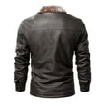 thumbnail image 4 of Clearance Leather Jacket Men Aviator Shearling Bomber Jacket Stand Collar Fleece Lined Zip-Up Leather Jacket Coat, 4 of 4