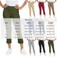 thumbnail image 3 of HongQid Women's Cropped Pants Elastic Waist Rolled Hem High Waisted Casual Work Petite Capri Trousers with Pockets, 3 of 7