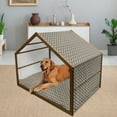 thumbnail image 2 of Mid Century Pet House, Herringbone Pattern in Retro Colors Simple Funky Design of Classic Mosaic Tile, Outdoor & Indoor Portable Dog Kennel with Pillow and Cover, 5 Sizes, Multicolor, by Ambesonne, 2 of 4