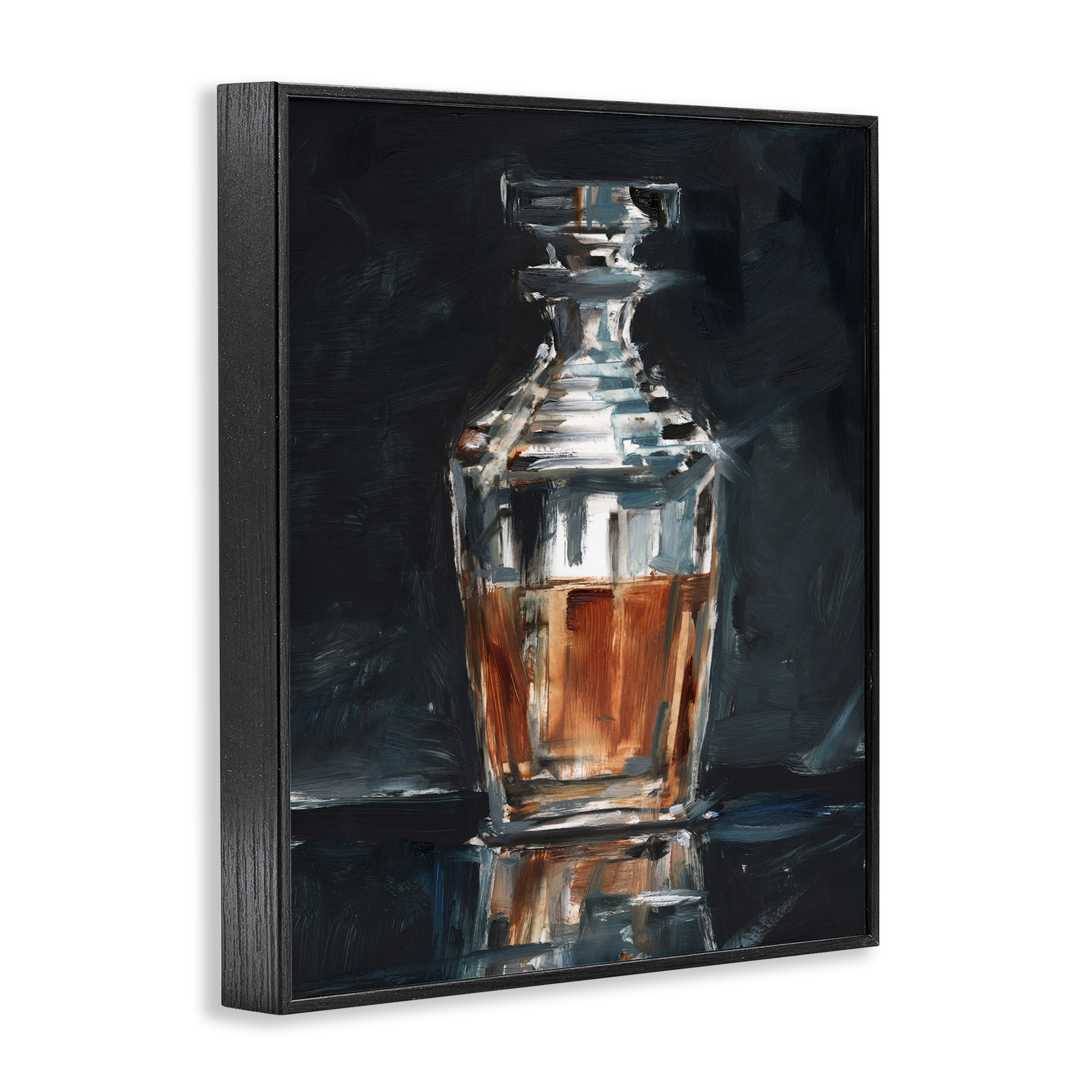 Stupell Industries Whiskey Decanter Still Life Food & Beverage Painting Black Framed Art Print Wall Art, 11 x 14