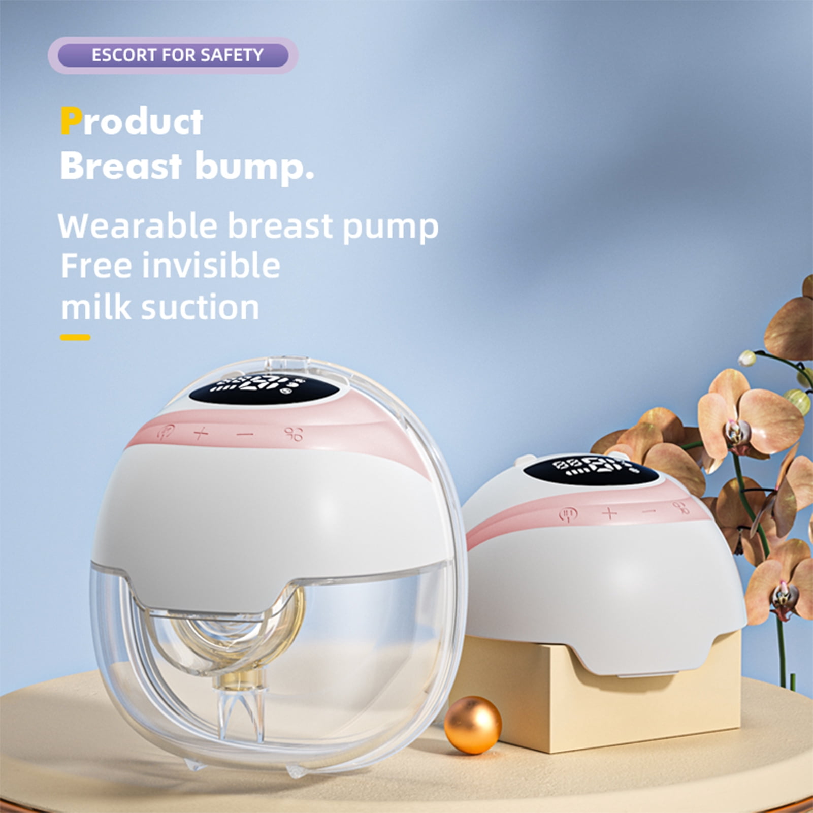 NFTIGB Hands-Free Wearable Breast Pump, Electric Wireless Portable Breastpump with 3 Modes and 9 Suction Levels, 240ml Capacity (8.11 oz), Includes 4 Flange Sizes, 1200mAh Battery, White/Pink