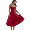 thumbnail image 3 of Vestido Maxi Sin Tirantes con Abertura Alta para Mujer, Fruncido, Sin Mangas, Ajustado, para Fiesta y Cóctel. Rojo M, 3 of 10