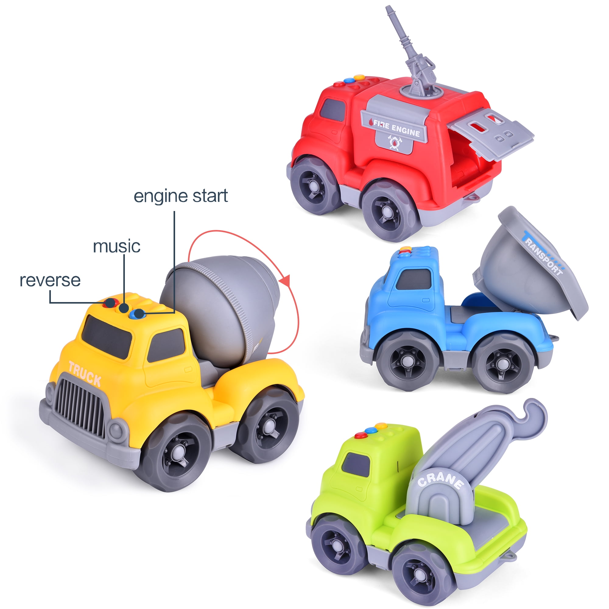 Think Toys Kids Melody Dump Truck Car Push and Go Friction Powered Vehicle Toy