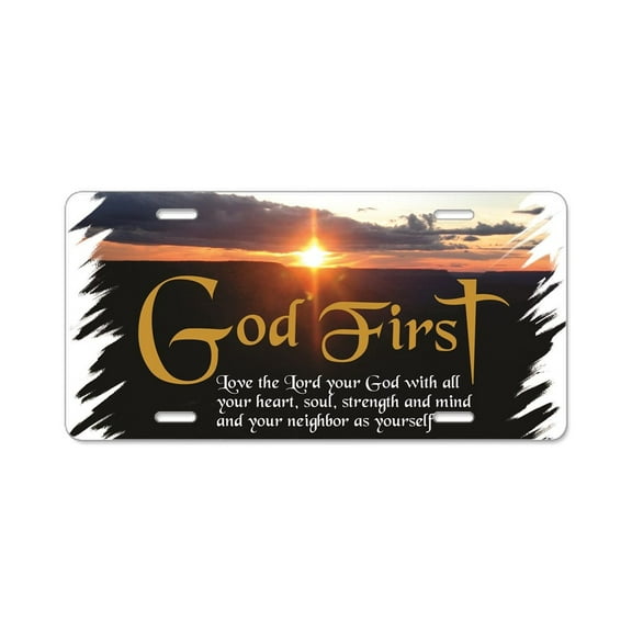 CafePress - God First - Aluminum License Plate, Front License Plate, Vanity Tag