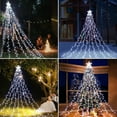 thumbnail image 2 of Kizocay Outdoor Christmas Decoration Lights, 8 Modes, 350 LED Star Tree Topper String Lights, Waterfall Fairy Christmas Tree Lights Holiday Lighting Decorations for Yard Lawn Window Wedding Party, 2 of 7