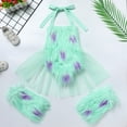 thumbnail image 4 of IBTOM CASTLE Newborn Infant Baby Girls Elk Christmas Grinch Clothes with Reindeer Hairband Fancy Dress up Gown Party Princess Outfits 6-12 Months Aqua Blue, 4 of 8