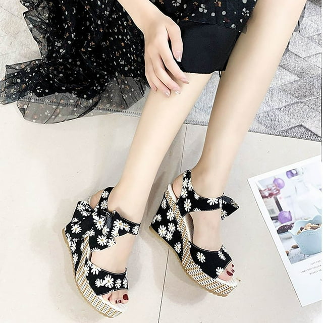 Sandalias de verano con tacón de cuña para mujer, tacones altos, boca de pez, hebilla de Metal, para mujer Wmkox8yii nm10542
