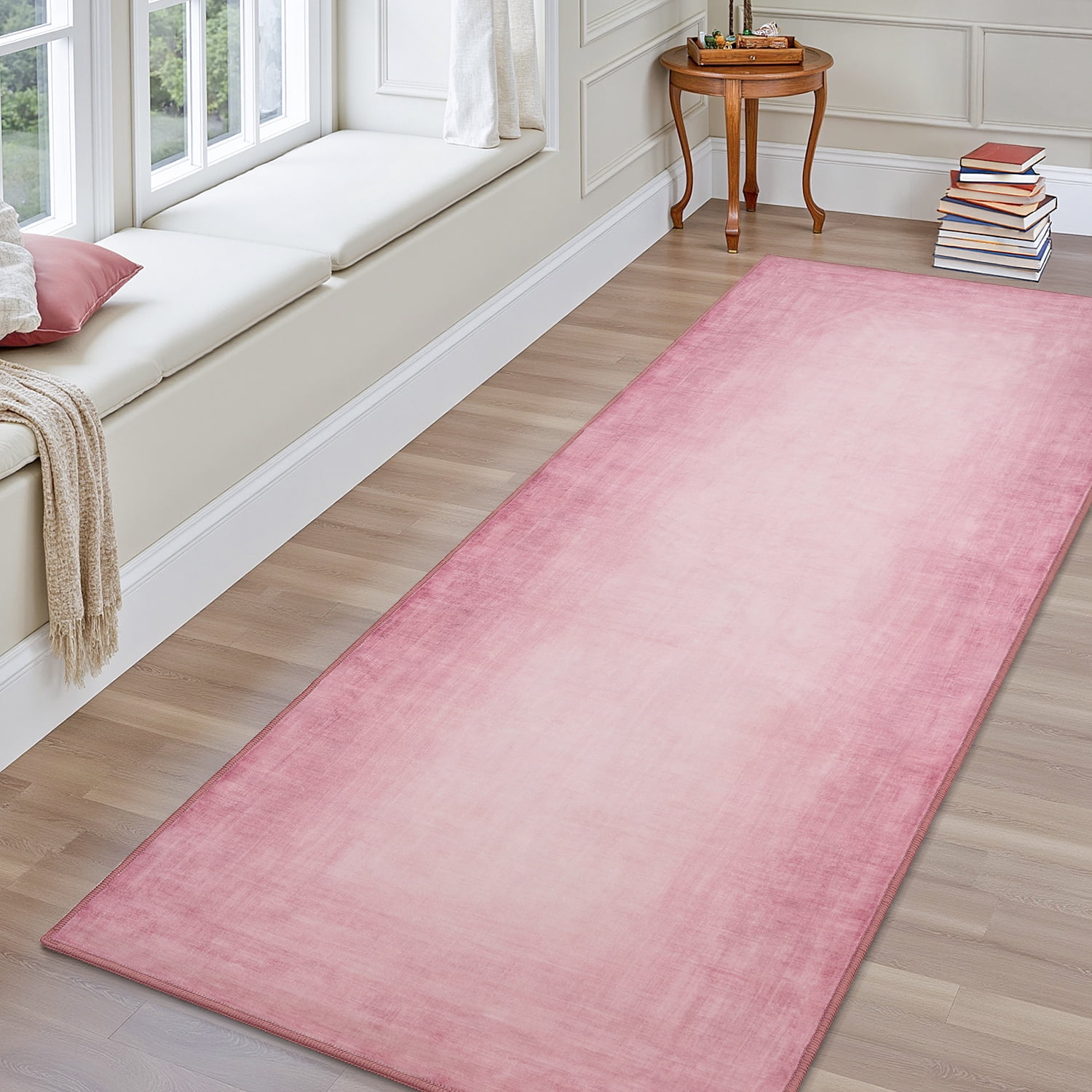 SIXHOME 2'x6' Runner Rugs for Hallway Washable Boho Soft Neutral Abstract Gradient Rug Runner for Entryway Kitchen Laundry Room Bedroom Non Slip Rubber Backing Pink