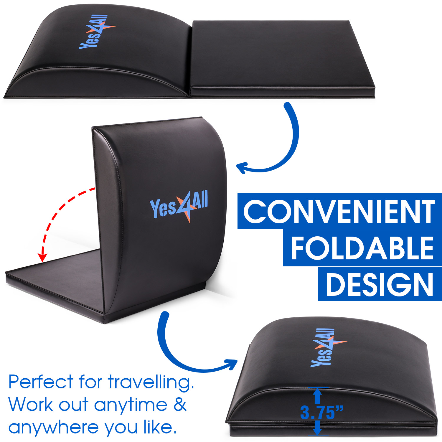Yes4All Ab Exercise Mat with Tailbone Protecting Pad for Abs Workouts (Black) - image 4 of 5
