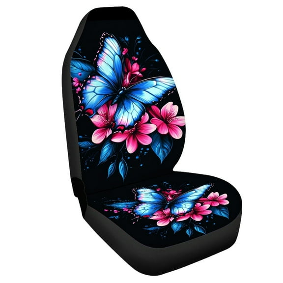 Jeiento Butterfly Car Seat Covers Front Seats Only Floral Vehicle Bucket Seat Protector Universal Auto Seat Covers for Cars, SUV, Sedan, Van, Trucks Car Accessory Decor 1 Piece