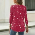 thumbnail image 3 of Fgvctg Valentine's Day Womens Tops Casual 3/4 Sleeve Crewneck Shirts Trendy Date Night Pullover Top Oversized Sweet Love Heart Print Blouses Gifts for Women Hot Pink M, 3 of 4
