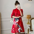 thumbnail image 3 of Elegante vestido ajustado con estampado de linda niña mejorado Cheongsam joven ajustado cómodo, 3 of 5