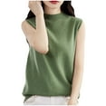 thumbnail image 3 of Sleeveless Tops for Women Summer Tank Tops Casual Solid Color Loose Scoop-Neck Knit Shirts Ribbed Mock Neck Pullover Sweater, 3 of 5