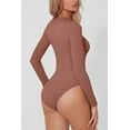thumbnail image 3 of Body à Manches Longues Sans Couture pour Femmes Col Rond T-Shirt Basique Extensible, 3 of 6