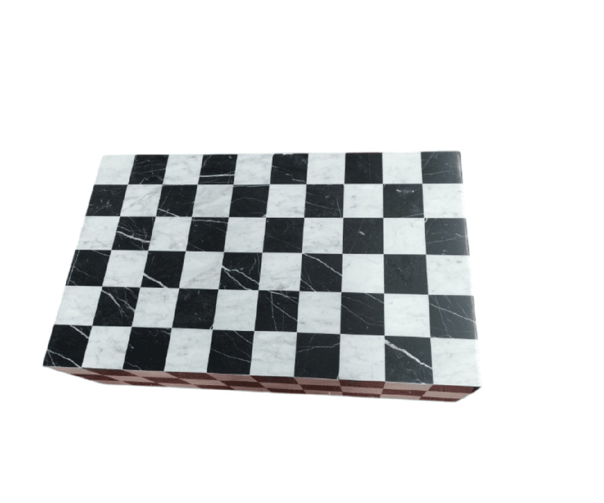 Genuine Marble Coffee Table - Nero Black / Carrara Tiled Marble